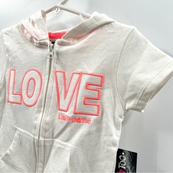 NWT LIMITED Girl's White & Pink Short Sleeve Zip Up Sweater Size 4T - Picture 2 of 11